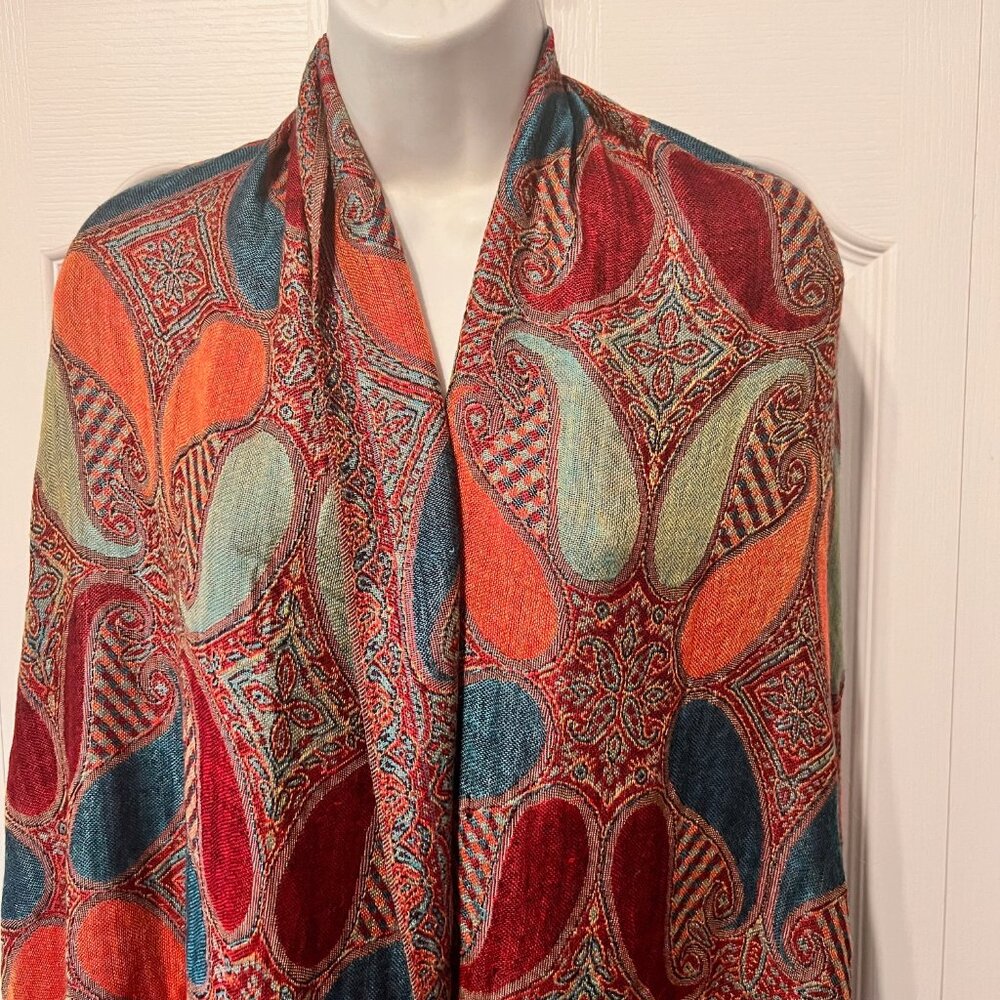 Pashmina Cashmere Scarf-Beautiful Bright Colors-27" x 86"- Warm/Cozy-Versatile - Picture 7 of 16
